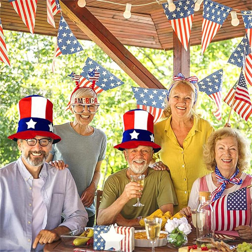 American 4 of July Top Hat July Red Blue Hats Photo Prop for Adult Kids Independent Day