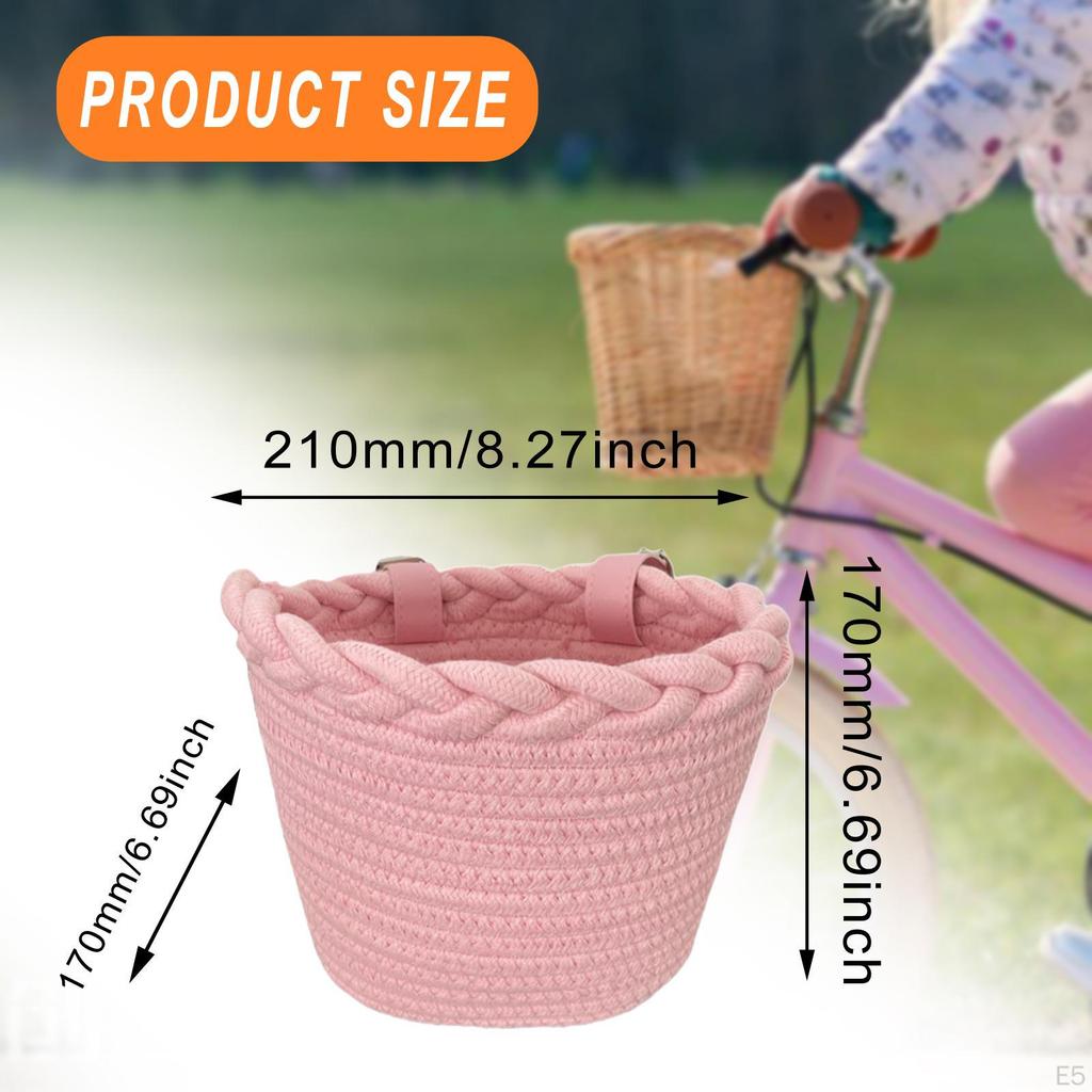 Kids Bike Basket Bicycle Front Handlebar Cloth Rope Storage Portable Tricycle
