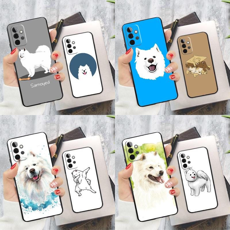 Cartoon Samoyed Dog Phone Case For Samsung Galaxy A55 A35 A25 A15 A52 A32 A12 A51 A71 A13 A33 A53 A14 A34 A54