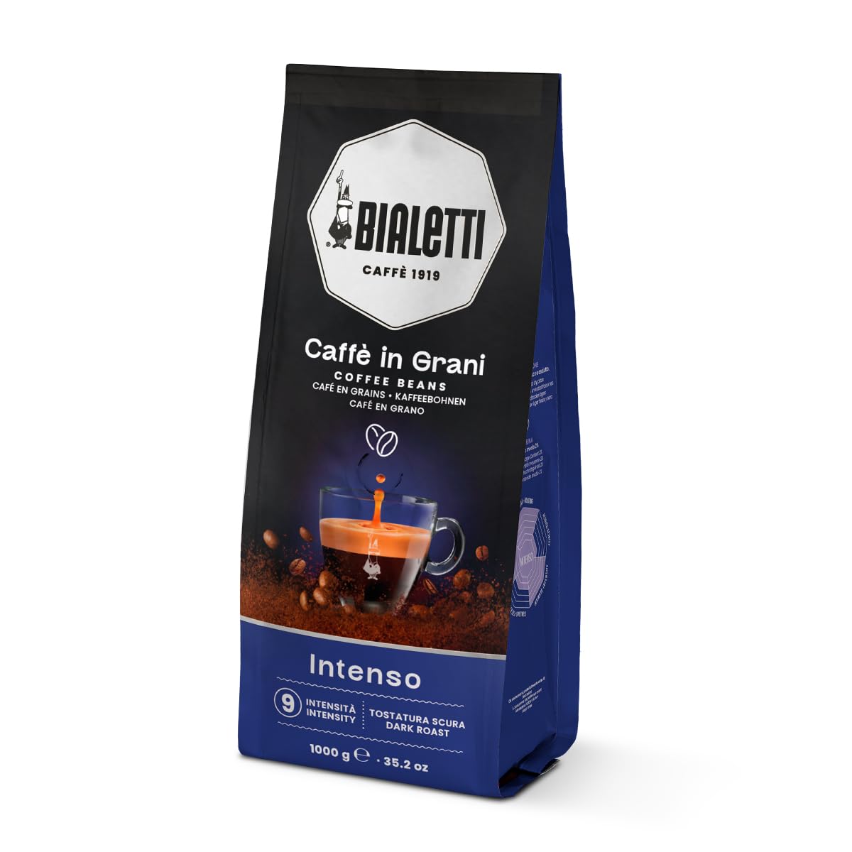 

Bialetti Caffe Grani Intenso (1 кг, 100% зёрна робусты) - Итальянский кофе, Эспрессо, Капельный, Френч-пресс, Кофейные зерна