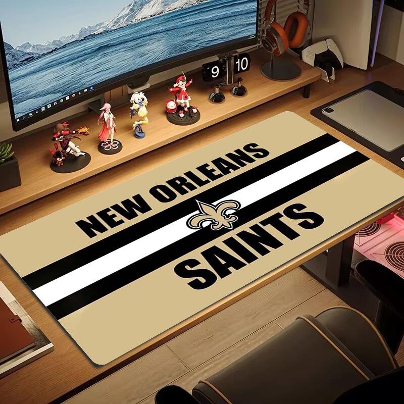 New Orleans Saints Farb-Mauspad Großes Gaming-Tischkissen Rutschfestes Laptop-Tablet Großes Mauspads XXL Matte Mini-PC Spielmatte Mit Verriegeltem Rand