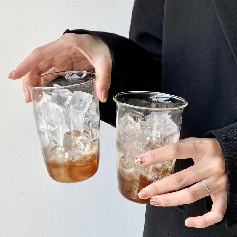Bottiglie d'Acqua Trasparenti Tazza da Caffè Tazze Latte Arricciate Vetro per Bevande Casalinghe Bicchieri per Succhi e Latte Articoli da Caffè Tazza Semplice