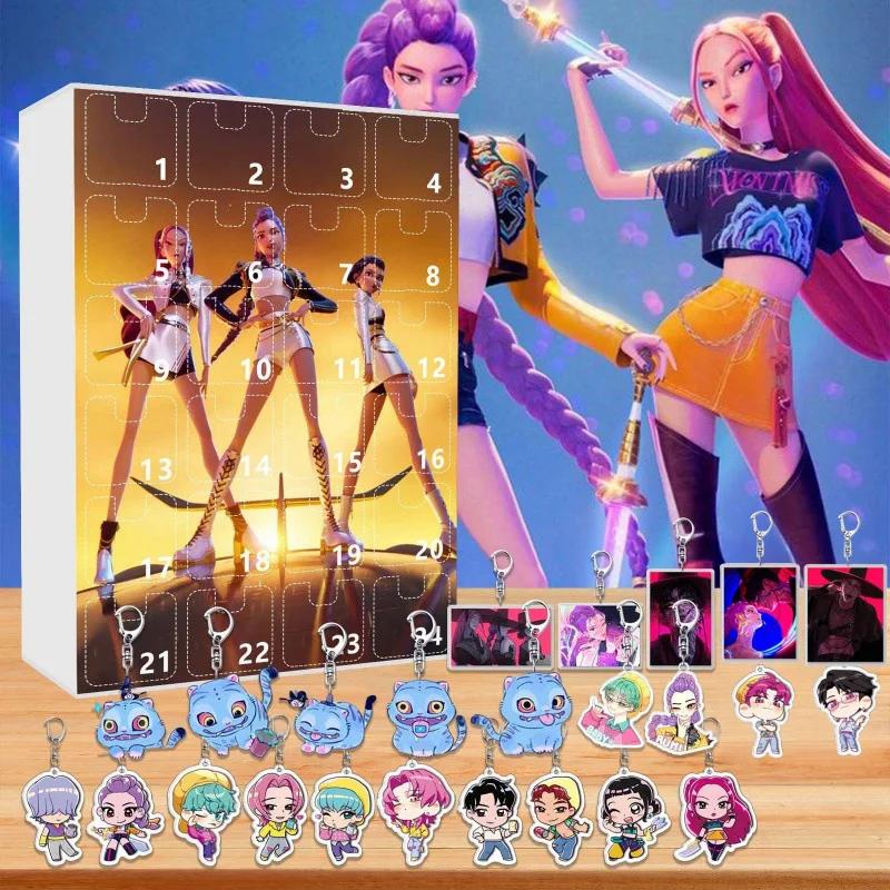 Schlüsselanhänger-Zubehör 24-Tage-Countdown-Kalender Blind Box Schlüsselanhänger Acryl Weihnachtsgeschenk Dämonenjäger Weihnachtskalender