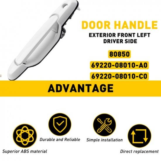 Exterior Door Panel Handle White Front Left Driver For 1998-2003 Toyota Sienna V