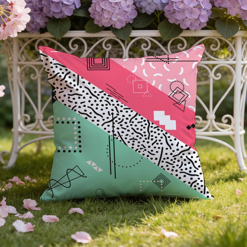 M-Memphis Seamless Patterns Cushion Cover Home & Car Dual-Scene Pillow Cover: Reversible for Premium Comfort