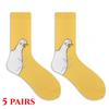 Meias de Cano Médio de Pato Fofo de Desenho Animado Algodão Penteado Absorvente de Suor Meias Sem Costura Tendência da Moda Meias de Cano Longo para Mulheres