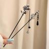 Bastoncino per Capelli con Nappa a Fiore d'Inchiostro in Metallo Vintage per Donne Moda Perline Rotonde Frangia Fermaglio per Capelli Hanfu Gioielli per Capelli Accessori