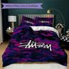 Purple Swirl Marble Logo 3Pcs Bedding Set, Psychedelic Fluid Background 3Pcs Bed Decor Set