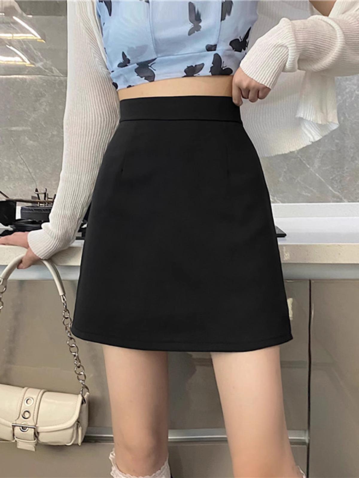 

Осень 2025 Женская мини-юбка бодикон с высокой талией черного цвета для миниатюрных S