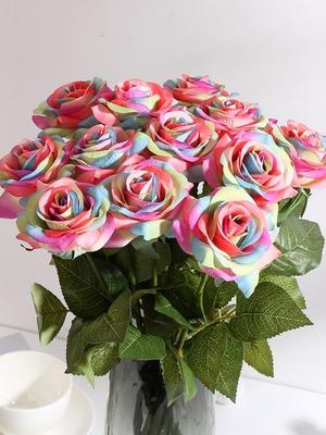 12Pcs Roses Artificial Flowers Bulk Roses Fake Silk Roses Flowers Floral Arrangement Bouquet for Home Wedding Party Garden Bridal Decoration