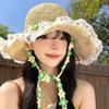 Lace Lace Beach Hat Straw Hat Women's Summer Curled Seaside Hollow Lafite Sun Hat Big Brim