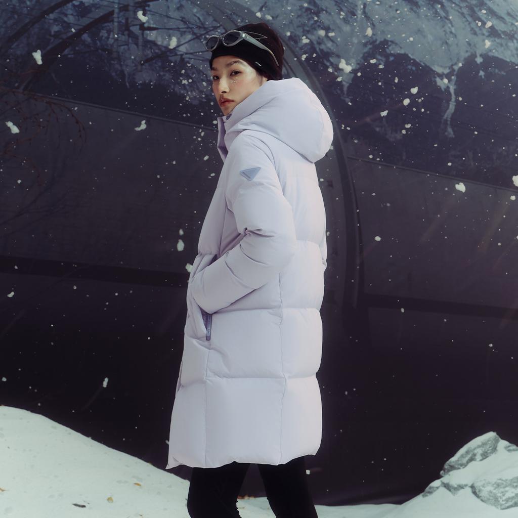 Li Ning Hot Pot Down Jacket Series Sports Fashion Versatile Casual Windproof Water-Resistant Hooded Down Jacket Women outerwear AYMV406-5