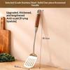 Stainless Steel Kitchen Utensil Set Heat Resistant Natural Wooden Handles Dishwasher Safe Cooking Tools for New Home Gift