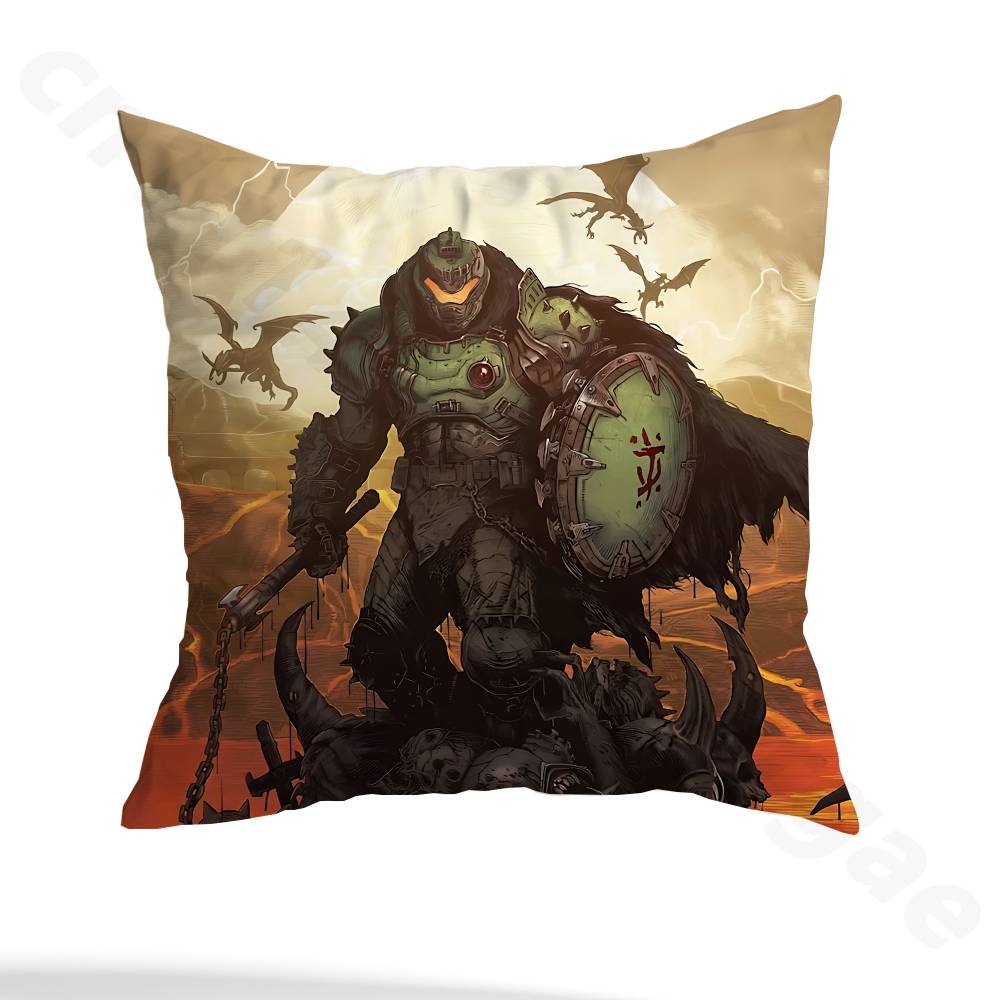 D-Doom Slayer pillowcase casual style decoration, suitable for home decoration (excluding pillow core)