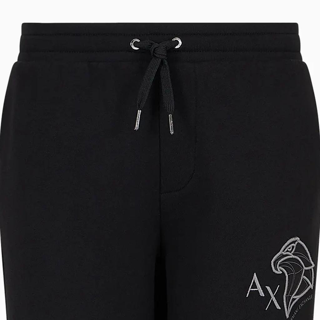 Armani Exchange SS24 Logo Eagle Head Embroidered Cuffed Knit Joggers Men bottoms Black 3DZPHQ-ZJ9KZ-1200
