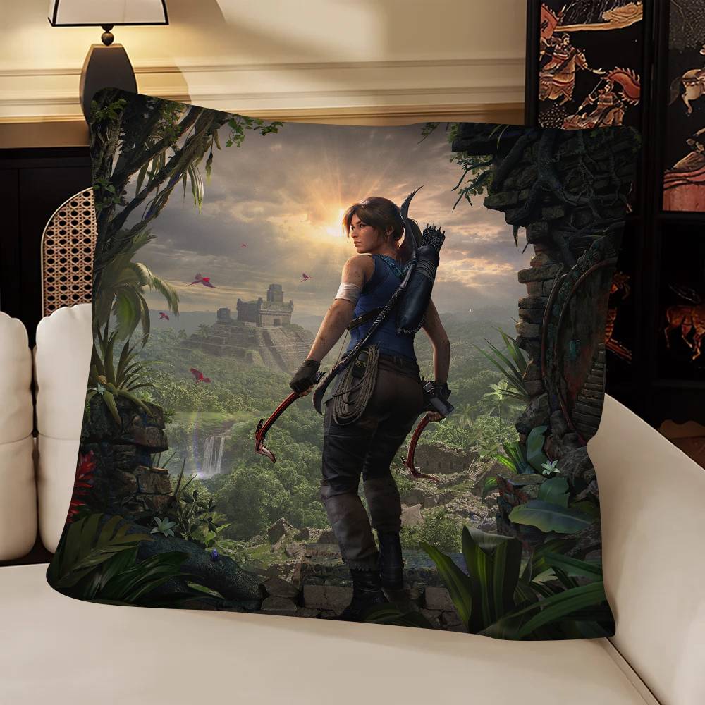 Game Tomb Raider Pillow Case Fashion Square Pillowcase Bedroom Sofa Room Ins Decoration Leisure