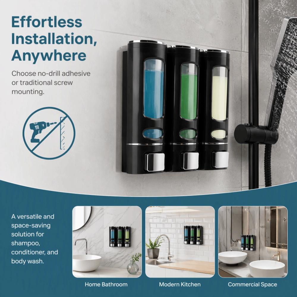 White Black Shampoo Dispenser Plastic Body Wash Dispenser Convenient Soap Dispenser Home Hotel