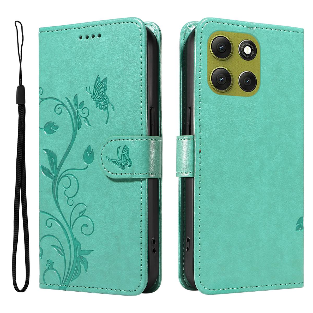 

For Motorola Moto G86 5G/G86 Power 5G PU Leather Cases Flower Pattern Wallet Stand Phone Cover with Strap A