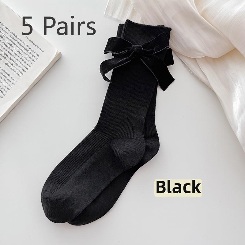 

5 пар женских весенне-осенних балетных носков с бантом 5 Pairs чёрный