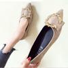 Spring New Flat-soled Single Shoes for Women, Shallow Mouth Metal Decoration, Pointed Toe Cover Feet, Doudou Shoes for Women