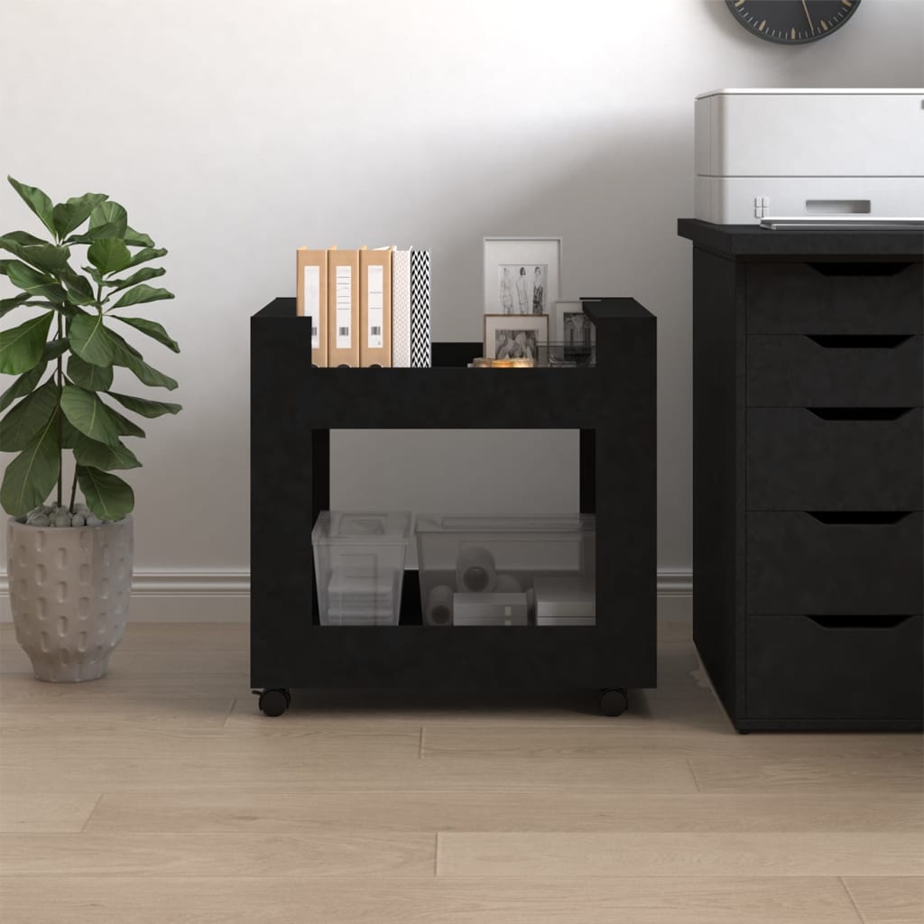 Filing Cabinets Desk Trolley Black 60X45x60 Cm Engineered Wood
