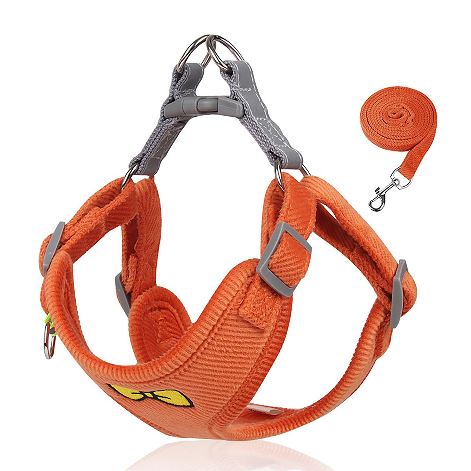 

Светоотражающая шлейка для собак с поводком, дышащая регулируемая нейлоновая шлейка для домашних животных, аксессуары для чихуахуа, маленькая и большая шлейка для собак, жилет XL оранжевый