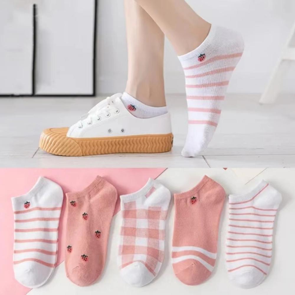 5 Pairs/Lot Summer Short Women's Socks Low Rise Comfortable Breathable Cute Print Ankle Foot Covers Fashion Cartoon Kawaii Socks