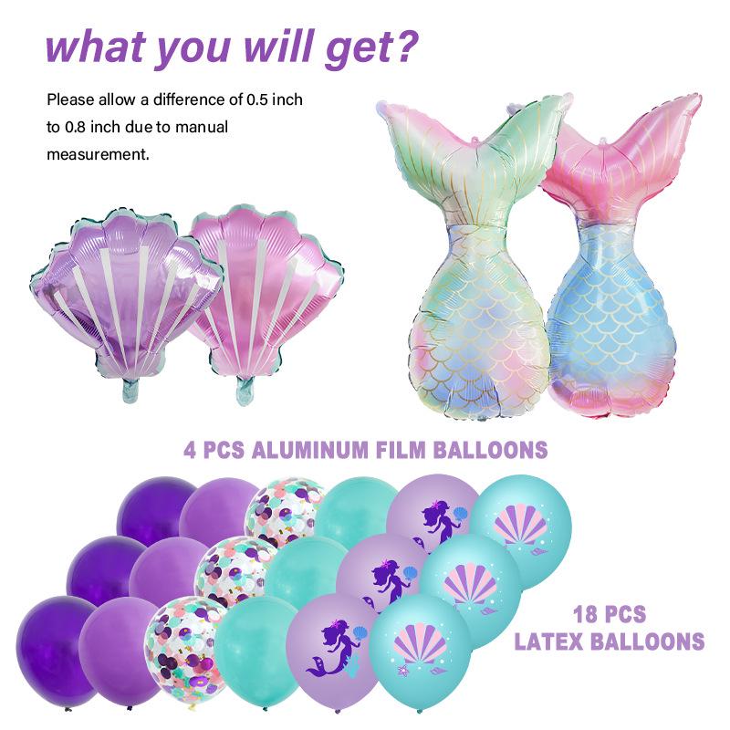 Mermaid-Themed Cartoon Tail Balloons Set for Kids' Birthday Party Decoration