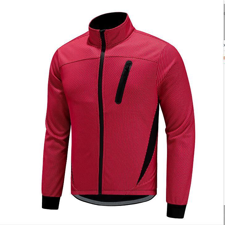 

Men s Winter Cycling Jacket - Warm, Fleece-Lined, Windproof, and Rainproof Asia L = US S красный