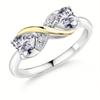 Women Rings Love Heart Shaped Zircon Diamond Two Tone Care Rings for Her Elegant Gift