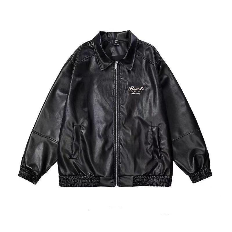 Korean Black Leather Jacket Women Winter Long Women's Moto Biker Zipper Jacket Streetwear Harajuku Y2K Loose Women's Coat 2024