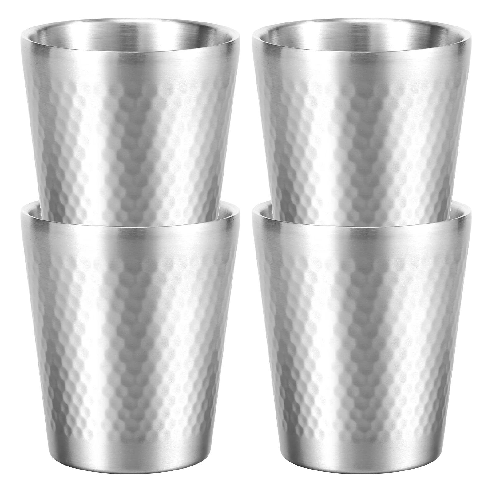 

4Pcs 304 Stainless Steel Cup 300ml Stackable Double Wall Metal Cup Vacuum Insulated Water Tumbler Metal Coffee Mug Travel Cup