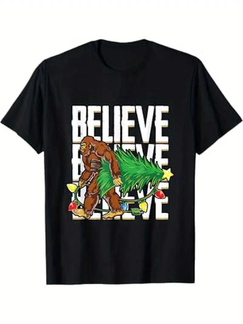 Believe in the Sasquatch Christmas Tree - Cotton T-Shirt, Perfect for Holiday Ce XXXXL