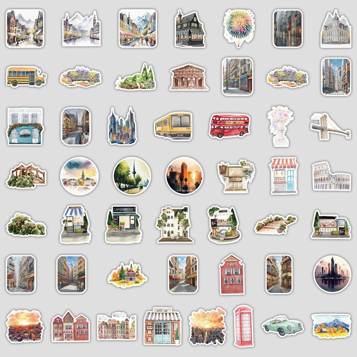 

50 штук минималистичных граффити-наклеек с городской атмосферой для детского креативного DIY, для канцелярии, для стакана с водой, водонепроницаемые декоративные наклейки