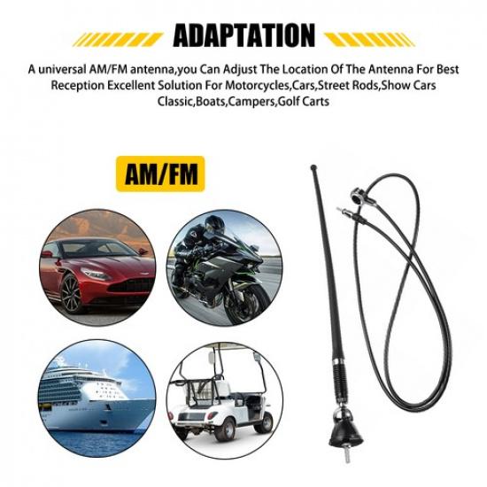 Universal 16" Car Auto Radio Amplified AM/FM Aerial Mount Antenna Swivel Base Ra