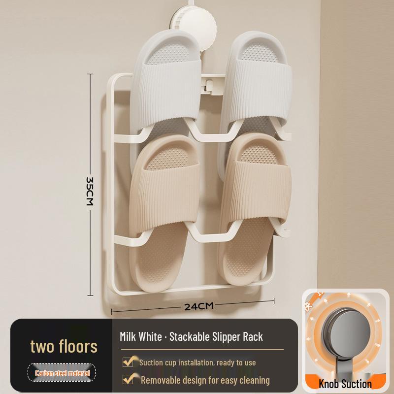 No-Drill Wall-Mounted Bathroom Shoe Rack & Draining Organizer