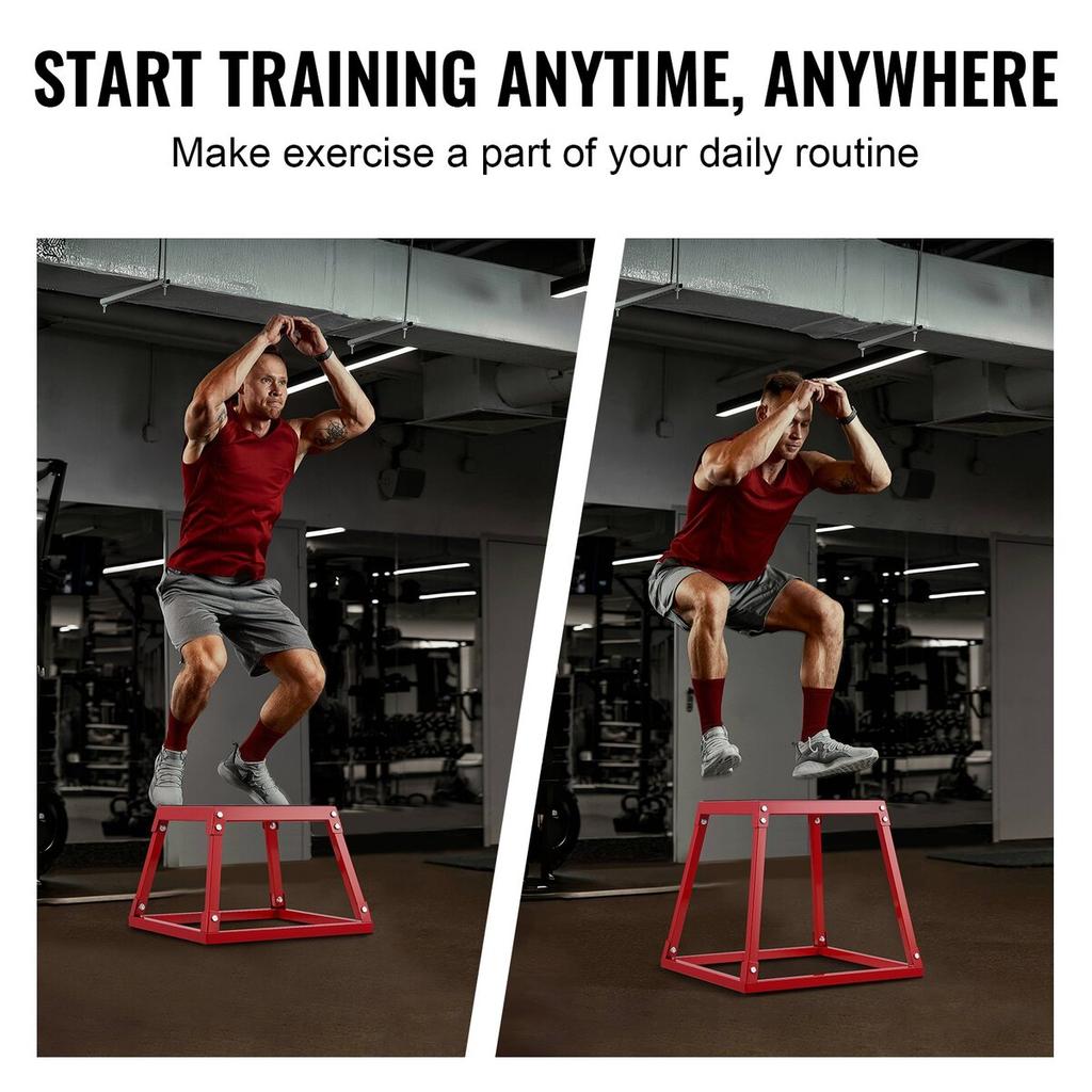 Plyometric Jump Box, 12 Inch Plyo Box, Steel Plyometric Platform and Jumping Agility Box, Anti-Slip Fitness Exercise Step Up Box for Home Gym