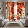 2pc Autumn maple leaf pattern curtains   polyester fabric   machine washable   suitable for bedroom and living room decoration
