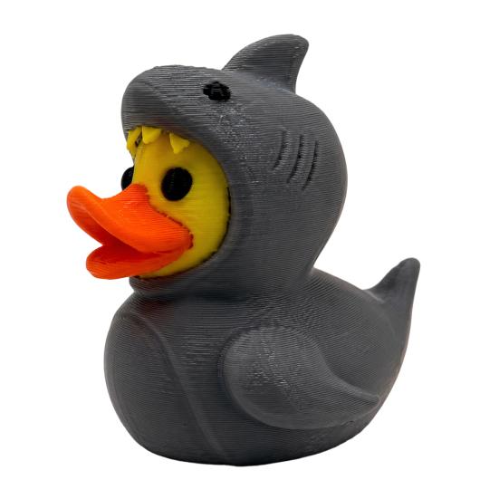 Huaqianguhh 3D-gedruckte Hai-Enten-Figur, Niedliche Gelbe Und Coole Kopfbedeckungs-Ornamente, Mini-Schreibtisch-Spielbare Dekoration für Zuhause und Büro