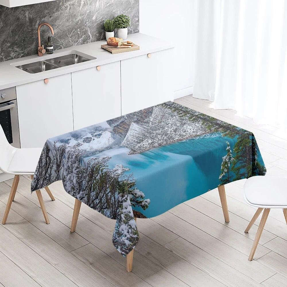 Mountains and Lakes Scenery Tablecloth Outdoor Camping  Antifouling Waterproof Home Kitchen Table Decoration