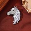 Horse Head Brooch with Sparkling Crystals Rhinestones Animal Shaped Lapel Pin Hat Bag Suit Dress Accessories