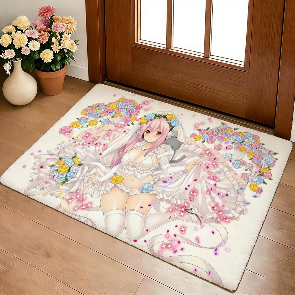S-Super Sonico Classic Floor Mat Cozy Flannel Soft Thick Non-Slip Mat for Living Room Bedroom Kitchen Decor Rugs
