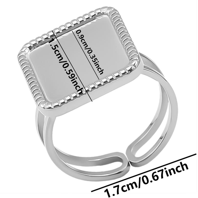Geometric Round Oval Heart Blank Base Settings DIY Stainless Steel Rings For Women Men Accessories Adjustable Open Ring Jewelry