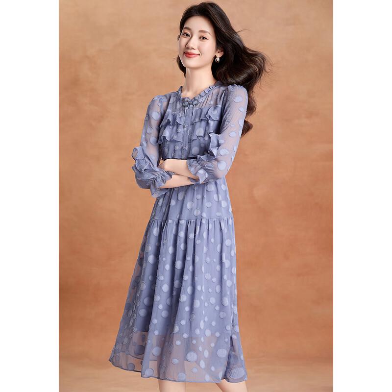 Elegantes A-Linien-Midikleid mit Stufen und Rüschenkragen