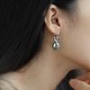 925 Sterling Silver Ethnic Style Good Fortune Lotus Flower Dangle Earrings for Women