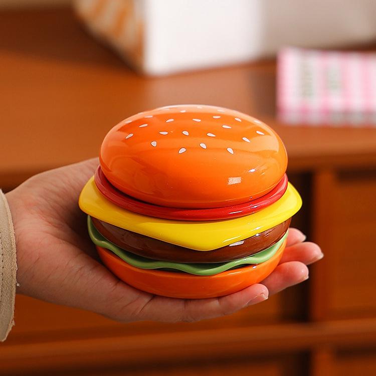 Cute Ceramic Burger Plate Creative Children'S Snack Dessert Plate Household High Value Seasoning Plate Vinegar Oil Plate