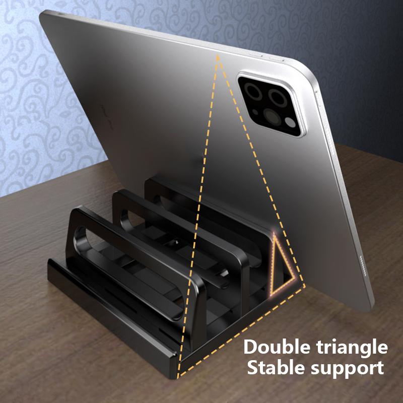 Dual-Slot Adjustable Vertical Laptop Stand Abs Plastic 4In1 Design Space-Saving For Macbook Chromebook Surface Hp Dell Book Ipad
