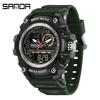 SANDA Youth Waterproof Sports Watch - Cool Trendy Multi-functional Dual Display in Black Technology Design