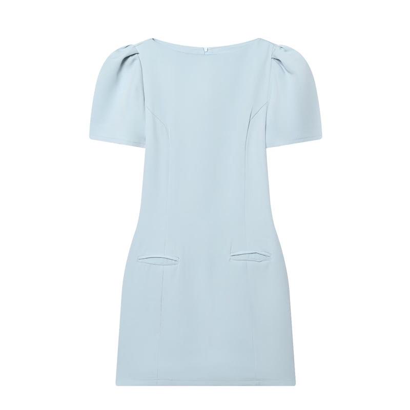 European American Style Women's Fashion Pleated Pocket Short Dress