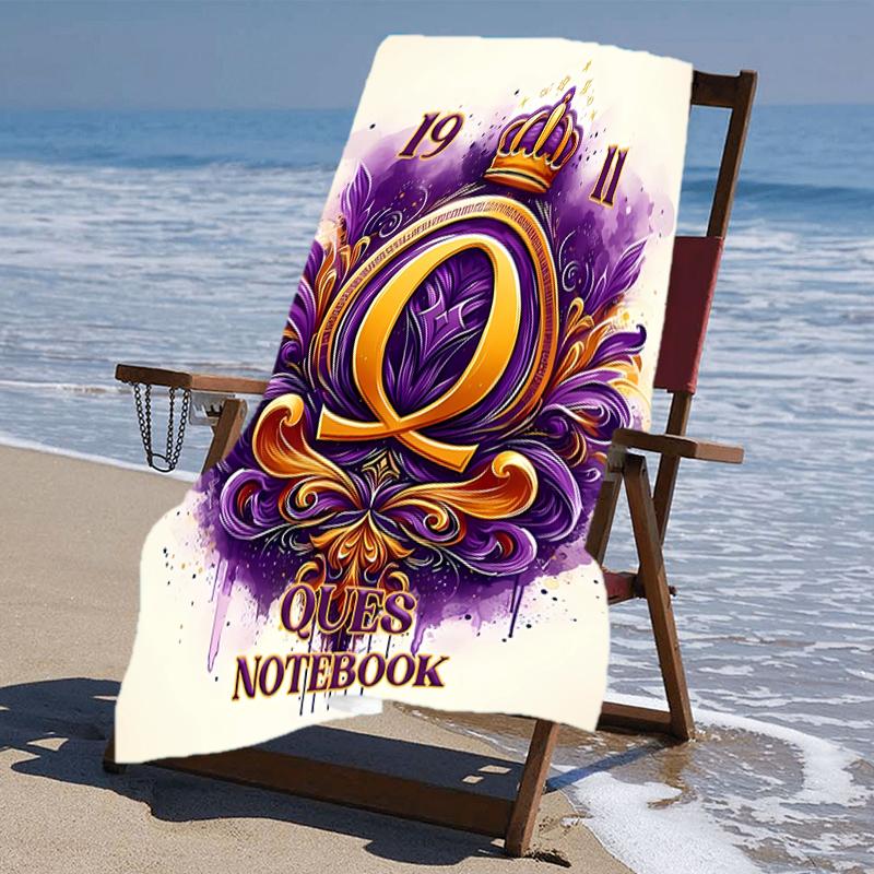 proof beach towel with a Omega Psi Phi pattern - soft,absorbent,quick-drying,machine washable - perfect for swimming,camping,bathing